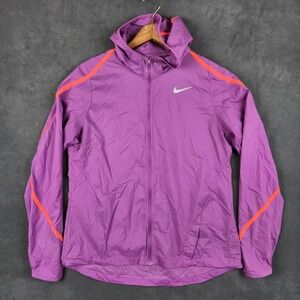 Nike Impossibly Light Jacket Womens‎ Large Purple Orange Hooded Running Full Zip